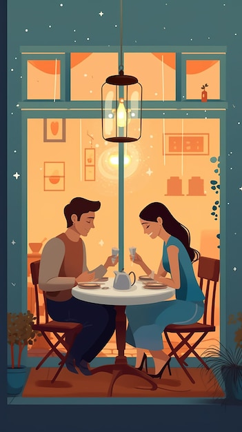 A couple having a coffee at a restaurant.