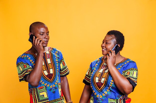 Couple having conversation on phone