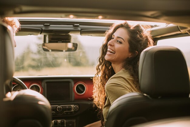 Couple having fun on roadtrip