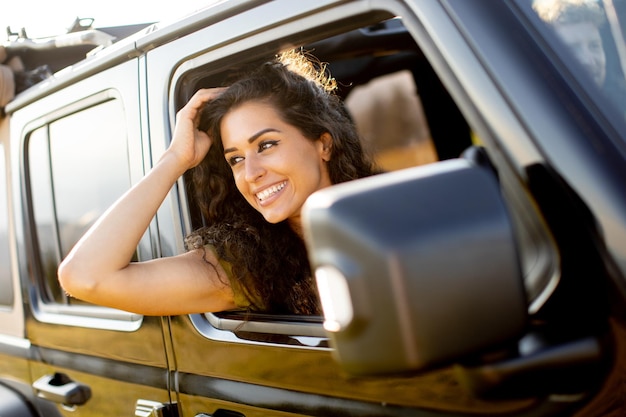 Couple having fun on roadtrip