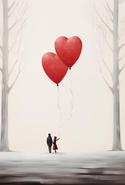 Couple holding heart shaped balloon