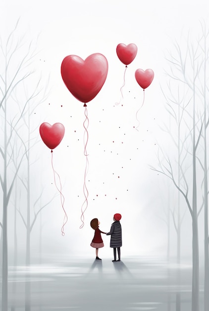 Couple holding heart shaped balloon