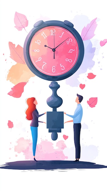 Photo couple holding up a clock symbolizing the importance of time