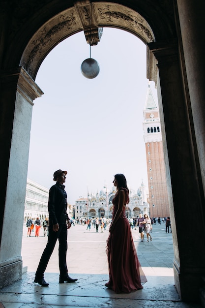 Couple on a honeymoon in Venice