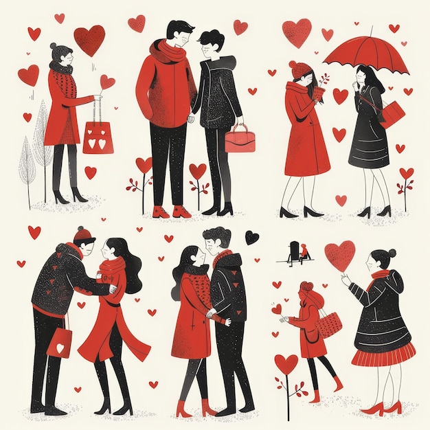 Photo a couple is kissing and the man is wearing a red coat and has a red heart on his chest