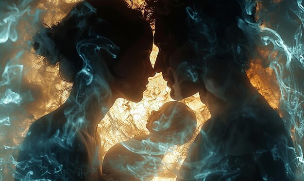 Photo a couple kissing in front of a fire that has the word love on it