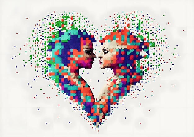 couple kissing pixel art