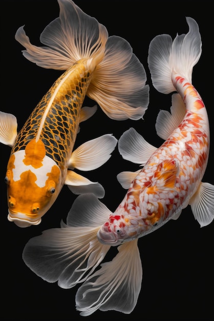 Couple of koi fish swimming next to each other generative ai