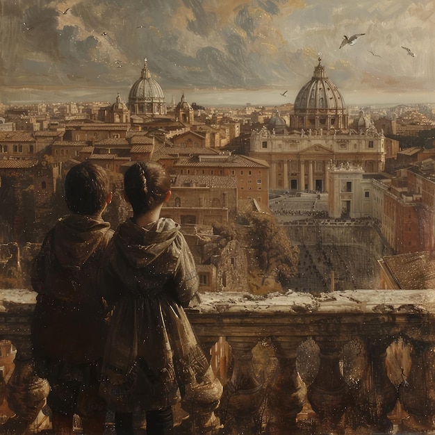 A couple looking at the view of rome captured beautifully