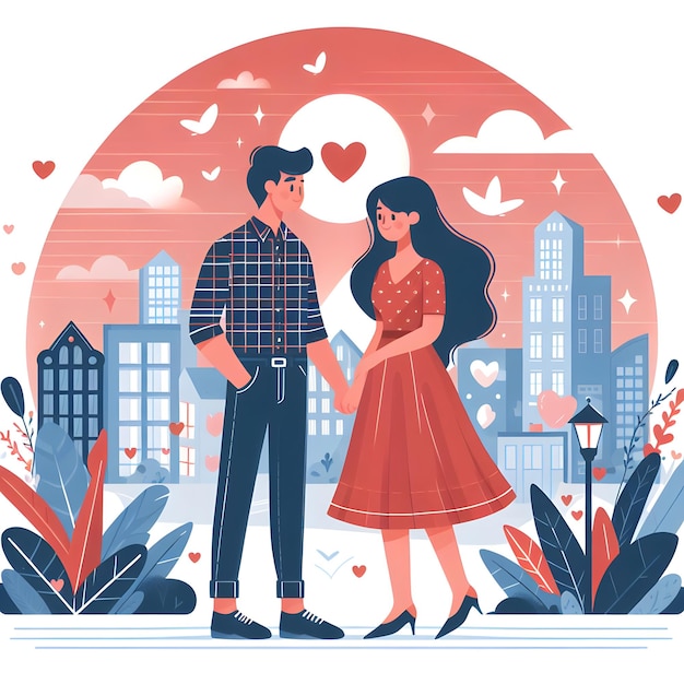 couple in love in the city couple in love Valentines Day poster postcard