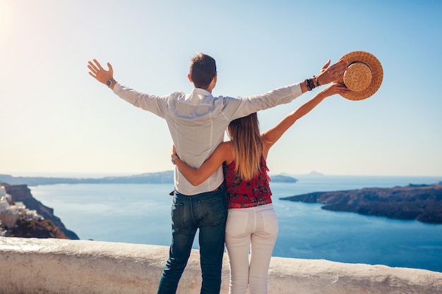 Couple in love enjoying view during honeymoon