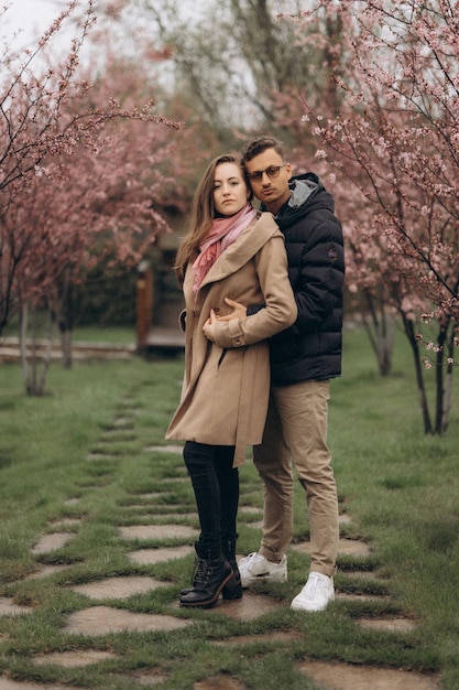 A couple in love in the park