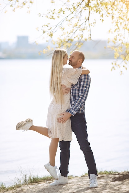 Couple in Love on Summer Beach