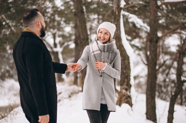 Couple in love in winter