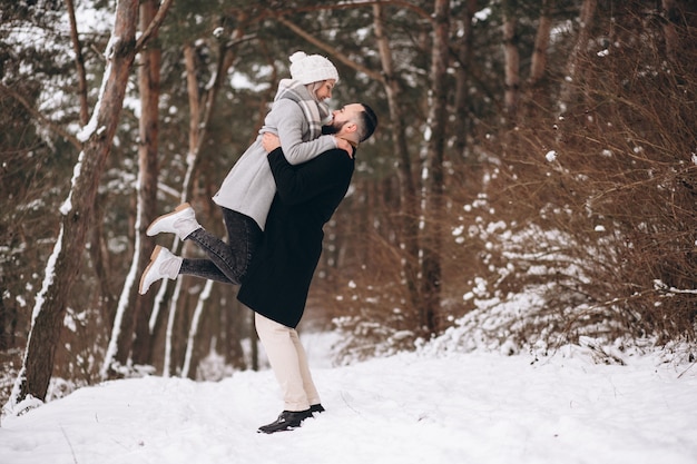 Couple in love in winter