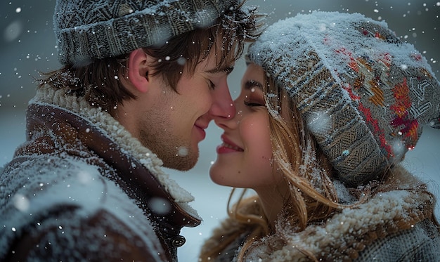 a couple in love with snow