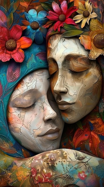 a couple of masks with flowers on them