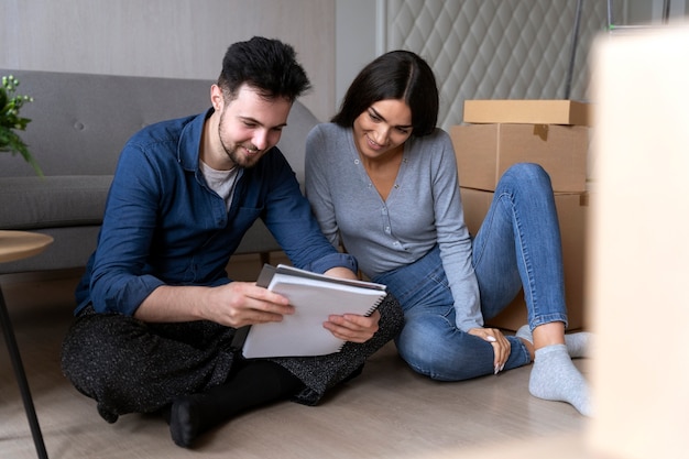 Couple moving in their new home