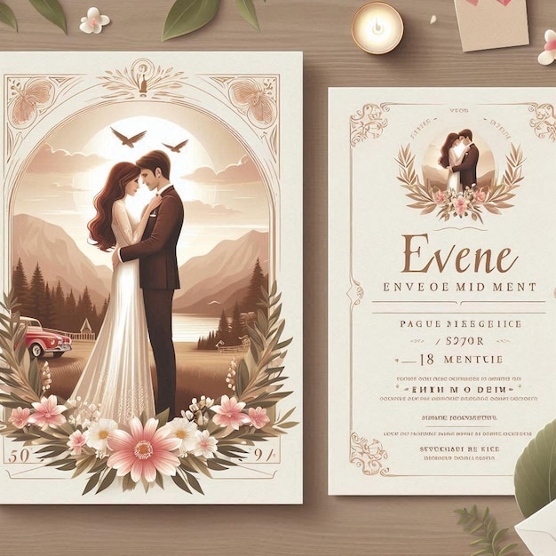 A couple of people on a wedding invitation