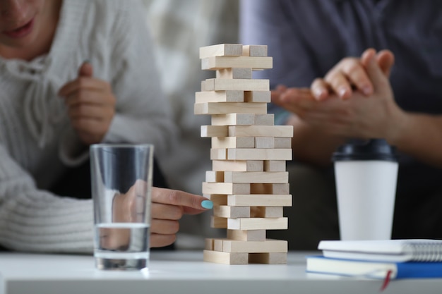 Couple playing Jenga