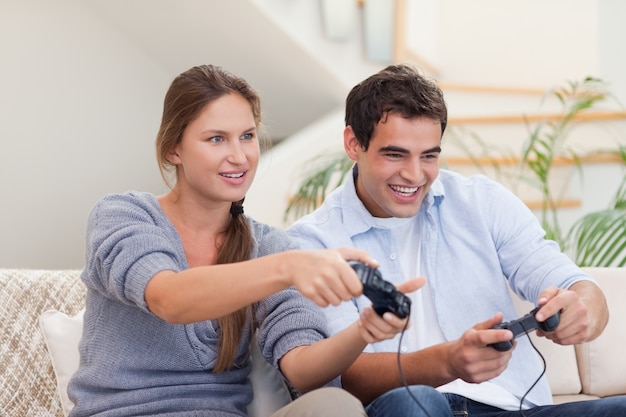 Couple playing video games