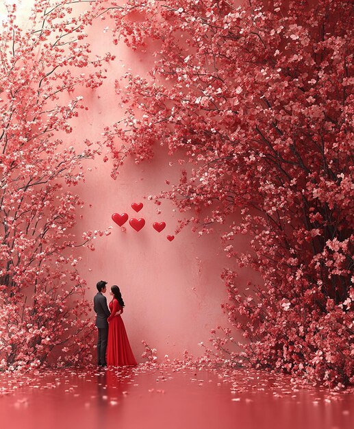 Photo a couple in red enjoying romantic picnic wallpaper