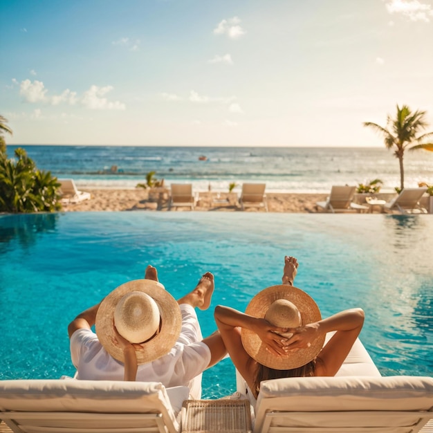 Couple Relaxing in Luxury Beach Resort