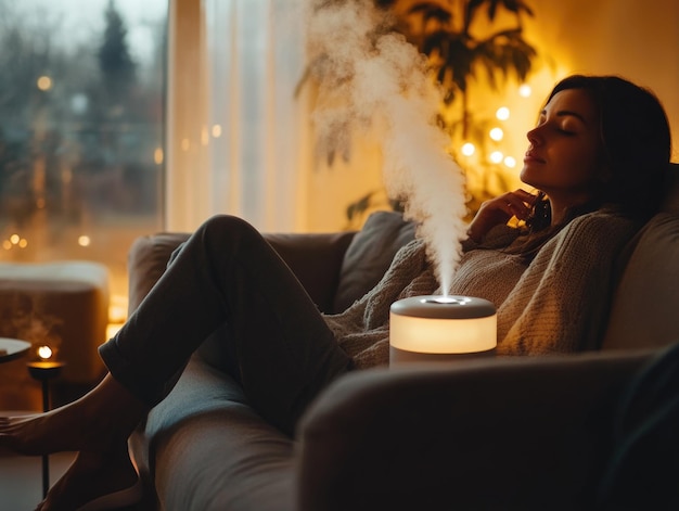 Photo couple relaxing in smokey room