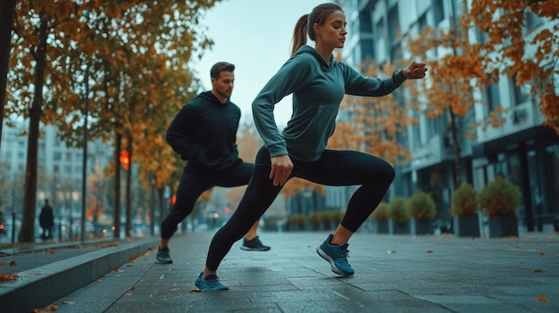 Couple Running on City Street