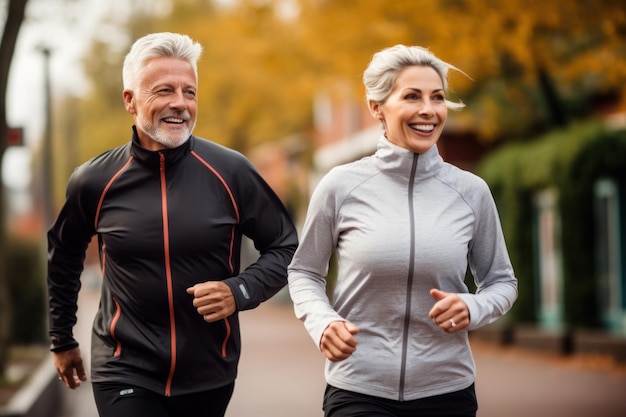 Couple Running Down a Street