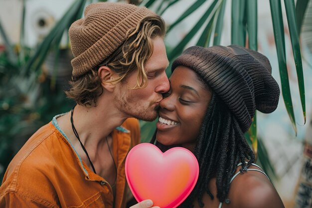 Photo couple sharing a tender moment with a heart symbol