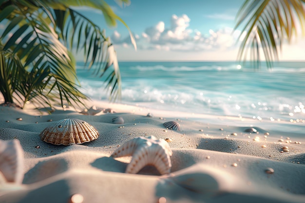 A couple of shells sitting on top of a sandy beach