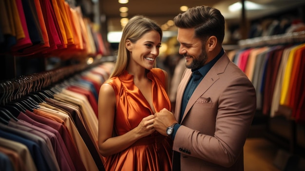 Photo couple shopping in luxury boutique