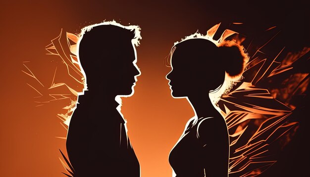 Couple silhouette digital art illustration Generative AI