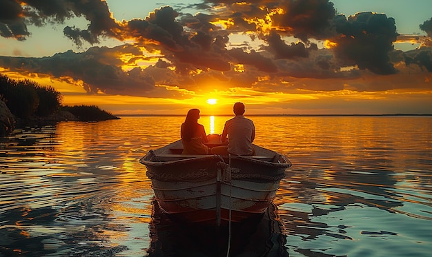 a couple sit in a boat that has the word quot on it quot