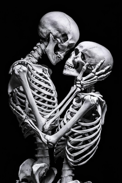 Photo a couple of skeletons are hugging each other with one holding the other