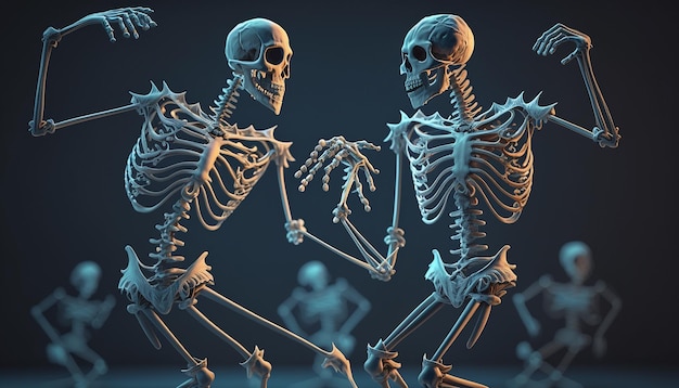 Couple skeletons dancing arttim burto Ai generated art