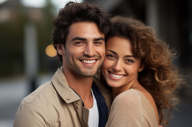 Couple smiling at the camera with a perfect white smile