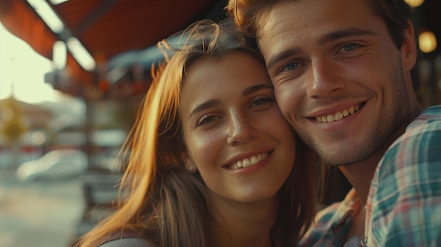 a couple smiling and looking at the camera with the words  im a girl  on the left