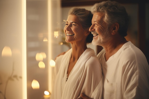 Couple Standing in Front of Mirror