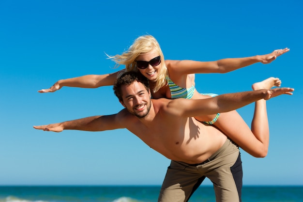 Couple in summer at the beach