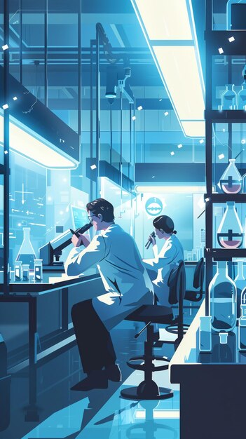 Couple at Table in Lab