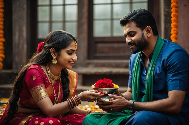 a couple in traditional attire