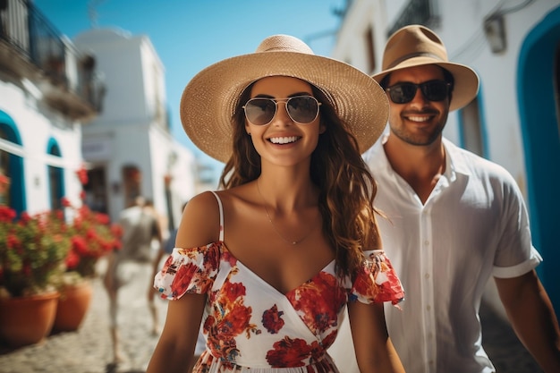 Couple traveling in summer