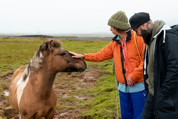 Couple traveling together in country side