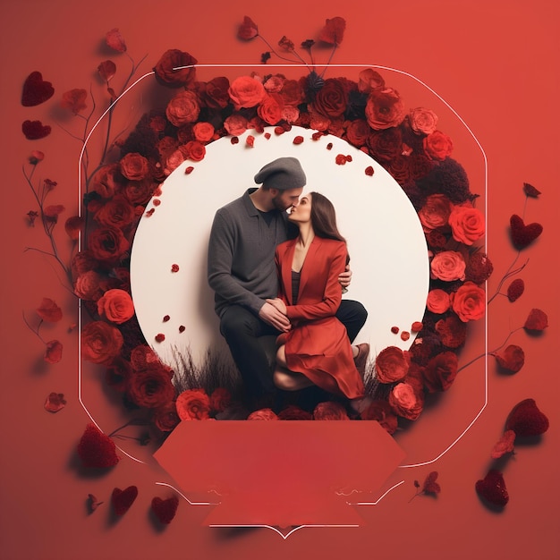 couple in valentines day background