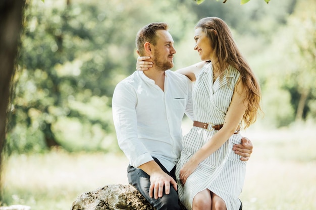 Couple walking in garden