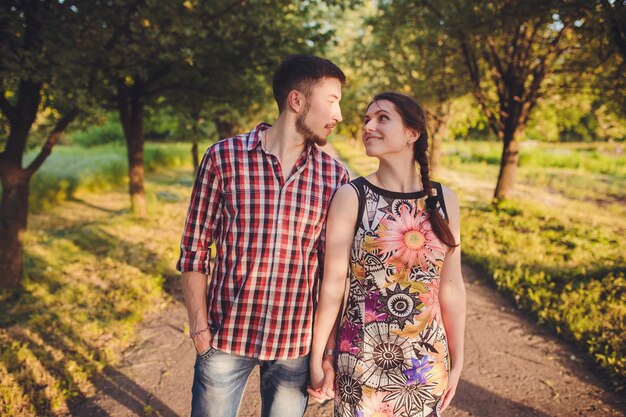 Couple walking holding hands