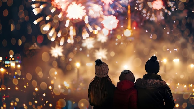 Photo a couple watching fireworks with the words  fireworks  in the background