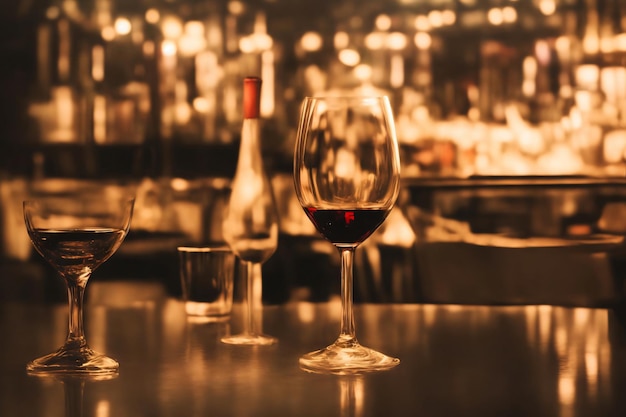 A Couple Of Wine Glasses Sitting On Top Of A Table